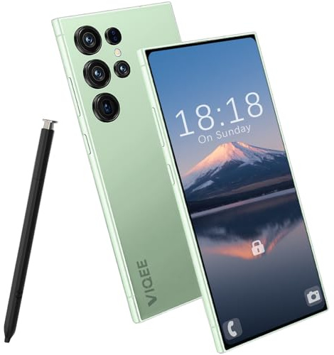 viqee Android 14 Smartphone Handy Ohne Vertrag, 8+256GB Dual SIM 6.8 HD-Bildschirm 4500mAh Akku 21+8MP Kamera Simlockfreie Handys/Fingerabdruck/OTG/Face ID,Grün