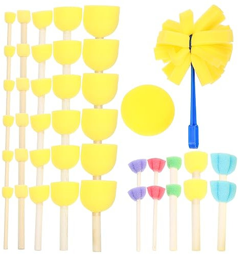 Operitacx 1set Painting Sponge Brush Water Paintbrushes Tack Puff Cleaner Make up Sponges Paper Car Circle Body Colored Sponges for Sponges for Cleaning Sponge Painting Wooden 42pcs