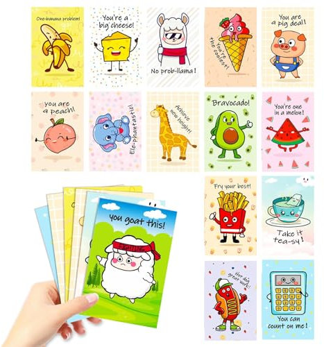 Generisch Kinderpostkarten Mit 20 Lustigen Comic-Motiven,20x Cartoon-Design Postkarten | Lustige Niedliche Designs Für Familien, Mädchen, Schüler & Lehrer