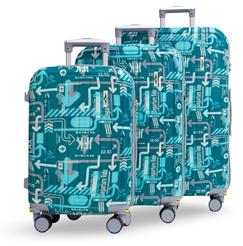 CBA Luggage Set of 3 – Aeropath Design, 57cm, 66cm & 78cm Hard Shell Suitcases with Removable 360° Spinner Wheels, TSA Lock – Lightweight ABS+PC, Bold Travel Cases