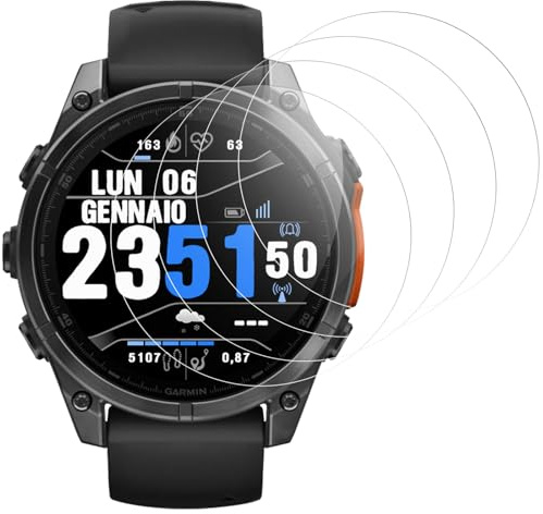 IQShield Panzer Schutz Glas Kompatibel mit Garmin Fenix 8 47mm, HD Panzer Schutzfolie, Runde Kante Displayschutz, Touch Sensitive, Blasenfest Schutzglas, Anti-Kratzer Panzerfolie, 4 Stück