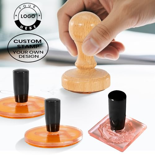 Stempel mit Logo und Text – personalisierter Gummistempel mit Holzgriff für Business & Basteln