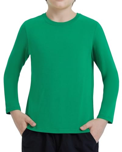 Ewbob Kids Cotton T-Shirt Short/Long Sleeve Top School Uniform for Age 3-14 | Soft Breathable Quick Dry Plain Blank Crew Neck T-Shirt, Boys & Girls, for DIY Printing, School P.E., Sports, Gym, Daily