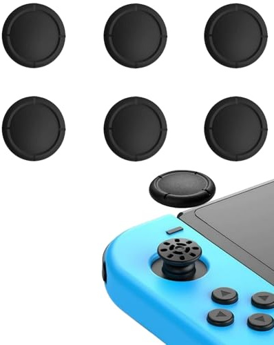 8PCS Replacement Thumb Grip Caps Compatible with Nintendo Switch Joy-Con - Silicone Joystick Thumb Stick Covers - Non-Slip Grip Caps for Switch Lite OLED Controllers - Black