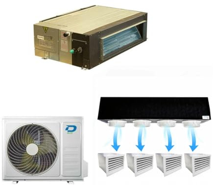 Diloc Over Climatiseur Canalisé 18000 BTU Inverter R32 A++ avec Kit Plenum 2 Voies - Climatiseur InPompe à Chaleur Mod. D.OVER18CAN
