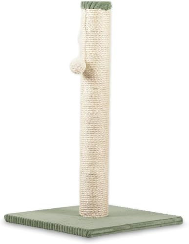 Rohrschneider RS 22384 Katzenbaum mit Sisalstamm, Spielkugel, Cordbezug, 36x36x64 cm, MDF, für Katzen (Salbei)