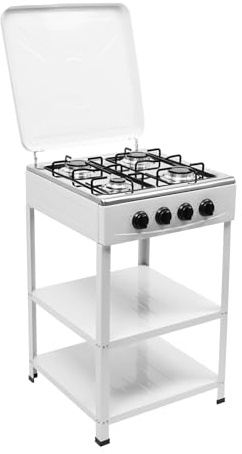 Cocina de gas con 4 llamas para camping, cocina de gas al aire libre, cocina de gas autocaravana, diseño minimalista, independiente, estabilidad antideslizante, encendido manual, cocina y exterior, 49