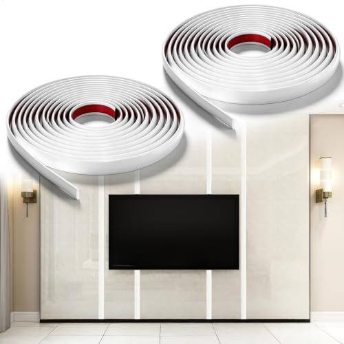 Selbstklebende Zierleisten, Zierleisten Selbstklebend Zierleistens 2er Set 1cm x 6m PVC Weiß, Flexible Dekorleiste für Küche Wand Fliesen Decke, Abdeckleiste Selbstklebend für Renovierung