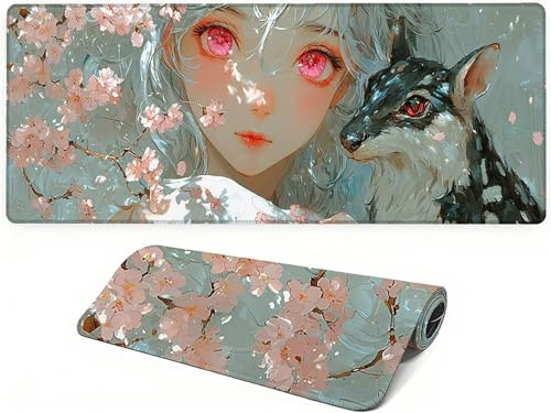 Lejnlnng Tapis de Souris XXL - 80x30cm - Dessin Animé Grand Gamer Mouse Pad, Fille XL Tapis de Bureau en Caoutchouc Antidérapante, Imperméable Mousepad Haute précision et Vitesse JL-7024