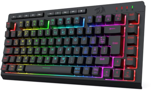 Redragon K524PRO Kabellose Gaming-Tastatur Membran DE QWERTZ 75% 82 Tasten | Bluetooth 5.0 2.4G USB-C Verbindungen RGB Beleuchtung 4000mAh Akku Anti-Ghosting Mechanisches Tippgefühl Kompakt Design