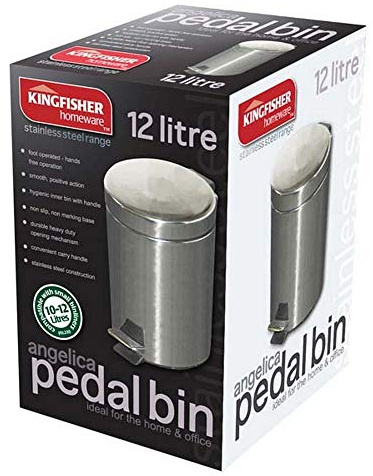 King Fisher Stainless Steel Pedal Bin, Silver, 12 Litre