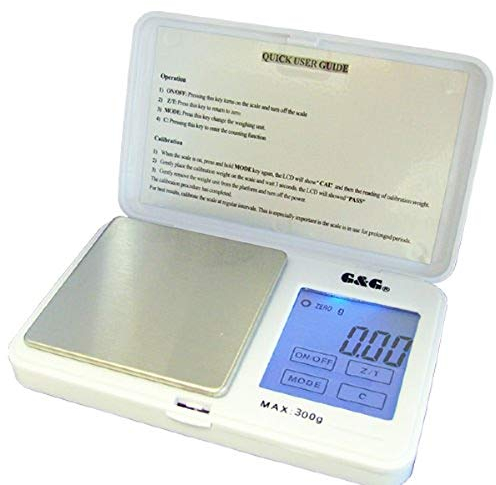 G&G TS 300g/0.01g Feinwaage Taschenwaage Digitalwaage Münzwaage Goldwaage Scale (Weiß, 300g x 0.01g)