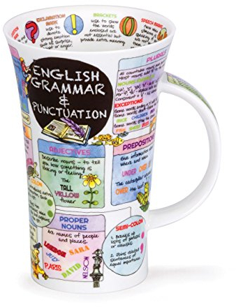 Dunoon Glencoe Tasse éducative en porcelaine fine avec grammaire anglaise et ponctuation 500 ml