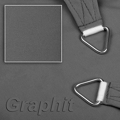 hanSe Sonnensegel quadratisch, Segeltuch Quadrat, 4x4 m in Graphit, aus 100% Polyester, wasserdicht mit UV Schutz und Sonnenschutz für Garten, Balkon und Terrasse