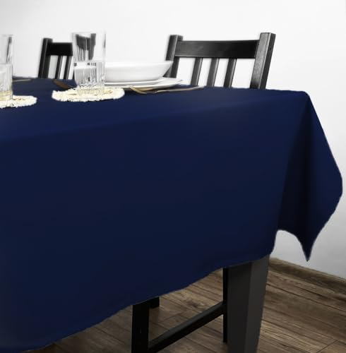 Rollmayer Tischdecke Tischtuch Tischwäsche Gastronomie Kollektion Vivid Uni einfarbig pflegeleicht waschbar 21 Farben zur Auswahl, Produkt für den täglichen Gebrauch(Dunkel Blau 16, 140x240cm)