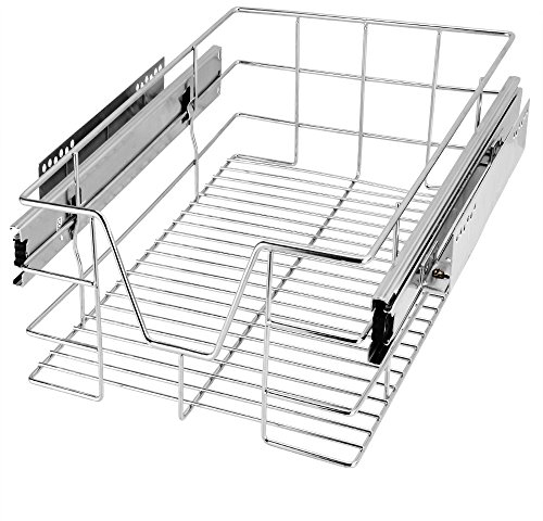 CASARIA® Pull Out Telescopic Kitchen Drawer | For 30cm Units - 26cm Internal Cabinet Dimensions | Chrome-Plated | 20kg Load Capacity | Basket Shelf Organiser Storage Space Saving