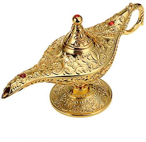 IGNPION Aladin-Lampe, Legende, magisches Genie-Licht, klassisches Heimbüro, Tischdekoration, Vintage-Dekoration mit Geschenkbox (Golden)