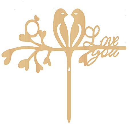 Love You Cake Toppers,Hochzeit Kuchen Topper,Love Birds Holz Tortentopper Party Hochzeitsgeschenk Jahrestag Kuchen Dekoration