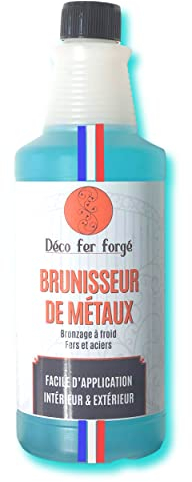 DECO FER FORGE -Brunisseur Metaux -Metal Concentre à Froid Fer Acier Laiton Bronze Cuivre Arme -Brunissage Noir Durable Efficace Rapide Facile Made in France -Grande Quantité 1L de liquide (1000 ml)