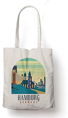 BLAK TEE Hamburg Germany Skyline Organic Cotton Reusable Shopping Bag Natural
