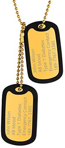 Richsteel Gold Dog Tag Kette in Armee Stil Herren Erkennungsmarek Anhänger für Kinder und Jugendlichen
