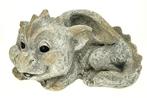 G. Wurm GmbH Süßer Garten Drache liegend Steinoptik 26 cm Figur Gartenfigur Glück Skulptur