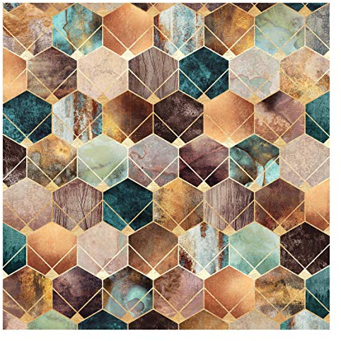 Bilderwelten Tapete selbstklebend - Türkise Geometrie goldenes Art Deco Fototapete 288x288cm