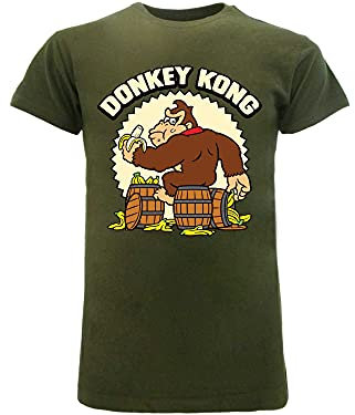 Fashion UK T-Shirt Donkey Kong Super Mario Bros scimmione con Banana Originale Nera Maglia Maglietta Prodotto Ufficiale Adulto Unisex (XL)
