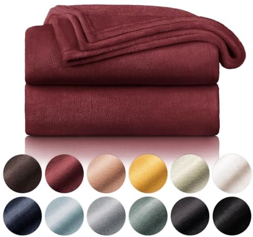 Blumtal Kuscheldecke flauschig - Oeko-TEX zertifizierte Fleecedecke 130x150 cm - Wohndecke 130x150 cm - Decke Couch Wohn- & Kuscheldecke - Flauschdecke - Wohndecke Kuscheldecke 130x150 cm Dunkelrot