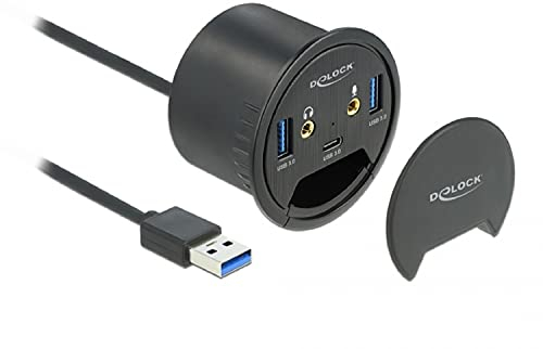 Delock 3 Port Tisch-Hub 1 x USB Type-C und 2 x USB Typ-A + HD-Audio Ports, 62794