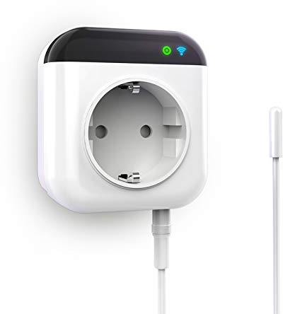 HYCENCY Enchufe termostático WiFi programable con sonda, control de temperatura digital WiFi, enchufe de 230 V con app. Compatible con Alexa y Google Assistent