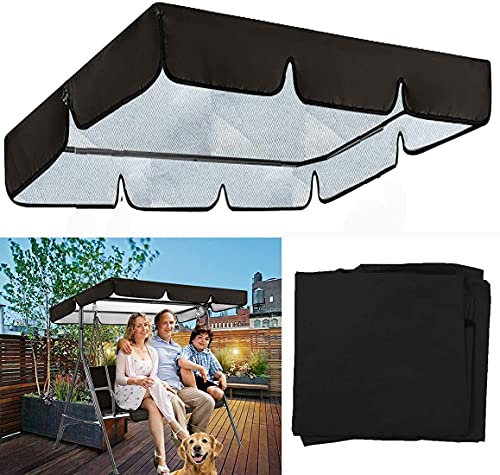 MeTikTok Garden Swing, Pergola Sun Canopy, Rocking Chair, Universal Roof, Garden Bench, Sun Canopy with Removable Roof & Seat Pad, Waterproof And Sun-Proof,Black,L190 x W132 x H15cm