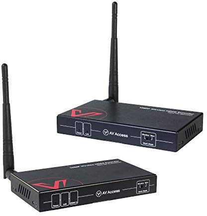 HDMI sans Fil Supporte la Transmission HD 1080P@60Hz jusqu'à 200m, HDMI sans Fil Emetteur Recepteur, Sélection Optimale Automatique des Canaux et Option Mode Câblé, Télécommande IR, Moins de Latence