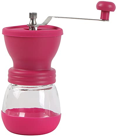 MARMODAY Moulin à café manuel pour expresso, grains de café réglables en grains de café, moulin à poignée pour brassage de précision (rose)