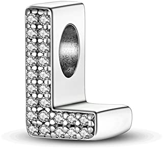 Pandach Damen Charm Anhänger Buchstabe L für Armband 925 Sterling Silber Charms Beads passend für Armband und Halskette, Kompatibel mit Europäischen Armbändern für Frauen Mädchen
