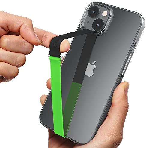 Sinjimoru 3 in 1 Optimal Bicolor Mobile Phone Strap, Reusable Grip Holder with Clip as Phone Loop for iPhone & Samsung. Sinji Loop Clip Two Tone 210 Nature Black