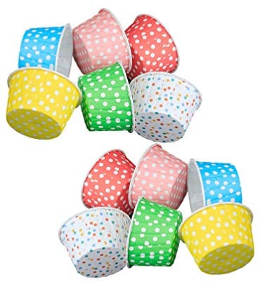 DOITOOL 100pcs Ice Cream Sundae Cups Paper Yogurt Dessert Bowls Polka Dot Ice Cream Treat Cups for Home Party Supplies (Random Color)