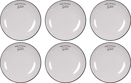 Antic Line Créations Assiettes en grès blanc Bonne dégustation (Lot de 6) Assiettes plates - 27 cm