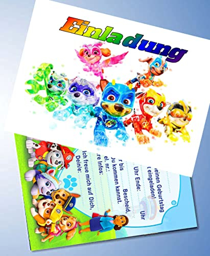 ich 10 Einladungskarten für Geburtstag Partys und Kindergeburtstag Kompatibel mit Paw Patrol Nr. 11