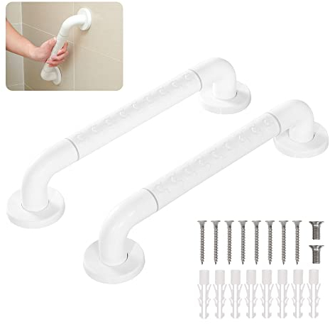 2 guide da bagno con impugnatura antiscivolo e cerchi luminosi di sicurezza, manico da bagno in acciaio inox da 40 cm, maniglia da parete per doccia