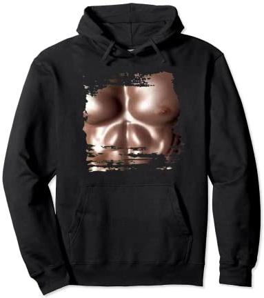 Faux Torse Musclé drôles Près du Corps Homme Sweat à Capuche