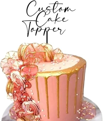 Custom Cake Topper Personalised Message Cake Topper |Any Name, Any Age, Any Words Cake Decoration Birthday Cakes, Anniversaries, Leaving Parties, Hen Parties (BABY PINK)