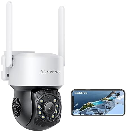 SANNCE 16X Zoom 4MP Überwachungskamera Aussen, 350°/90° Kamera, WLAN IP Kamera Outdoor mit Farbnachtsicht, Zwei-Wege-Gespräch, Personenerkennung, Automatische Verfolgung