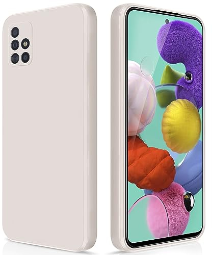 GiiYoon Hülle Kompatibel mit Samsung Galaxy A51, Hochwertiges Liquid Silicone Case, Rundumschutz Handyhülle, Kratzfestes Weiches Mikrofaserfutter- Weiß