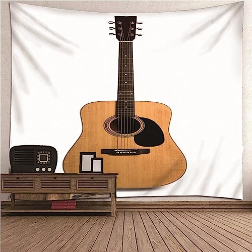 Wandteppich 200x200, Wand Tuch Weiss Braun Gitarrenmuster Wandteppich Wohnzimmer Deko Wand