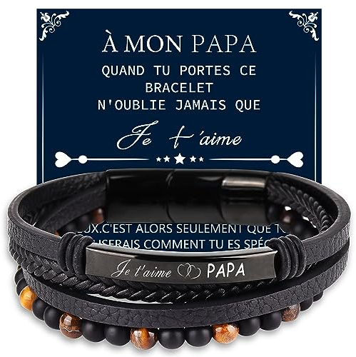 Merclix Bracelet Papa Idee Cadeau Papa Anniversaire Cadeau pour Papa Original Cadeaux Papa Fete des Peres Cadeau Noel Papa Cadeau Pere