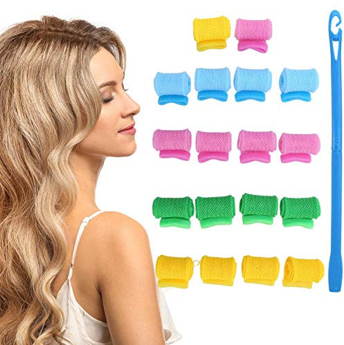 20 Pcs Hair Curlers Heatless Spiral, Professional DIY Hair Curlers Rollers Spiral Curls with Hook Handle Hair Styling Tool Set for Most Hairstyles Short and Medium Hair