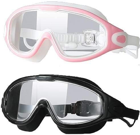 Pyuyan 2 Pièces Occhialini Da Nuoto Per Bambini, Occhialini Piscina Bambino Regolabili, Occhialini Da Nuoto Per Bambini, Maschera Piscina Con Grandi Lenti per uomini adulti, donne, protezione