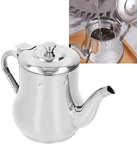 Jarra Colador de Aceite, 500 ml, Recipiente de Grasa con Colador, 13x18cm, Filtro de Aceite de Cocina de Acero Inoxidable, Jarra para Separar Grasas con Asa, para Teteras, Cafeteras,Aceiteras (plata)