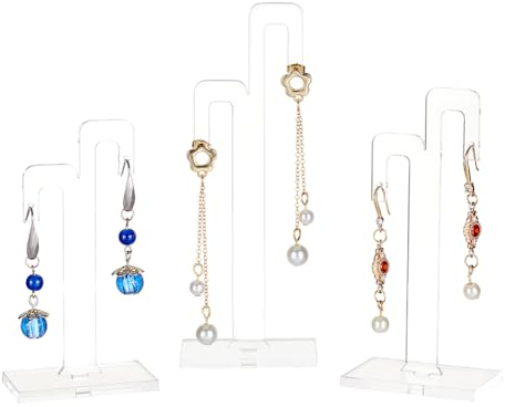 AHANDMAKER Lot de 6 supports de boucles d'oreilles transparents en forme d'arbre - 3 tailles - Présentoir à bijoux pour la vente d'accessoires de photographie en ligne